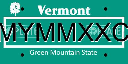 MYMMXXC Vermont License Plate