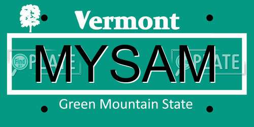 MYSAM Vermont License Plate