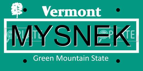 MYSNEK Vermont License Plate
