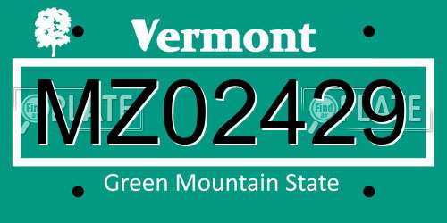 MZ02429 Vermont License Plate