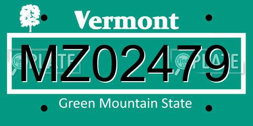 MZ02479 Vermont License Plate
