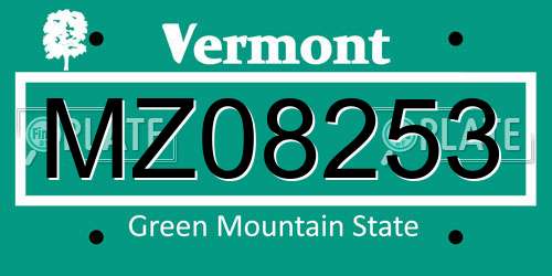 MZ08253 Vermont License Plate