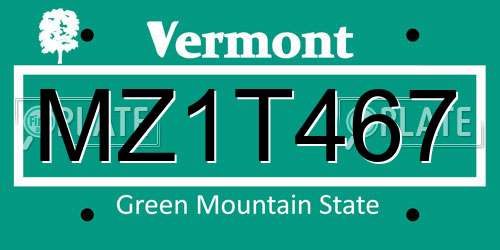 MZ1T467 Vermont License Plate