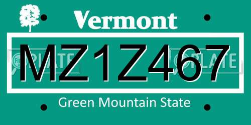 MZ1Z467 Vermont License Plate