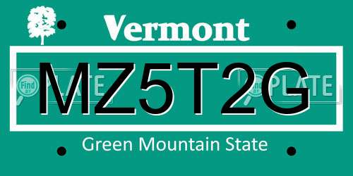 MZ5T2G Vermont License Plate