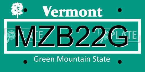 MZB22G Vermont License Plate
