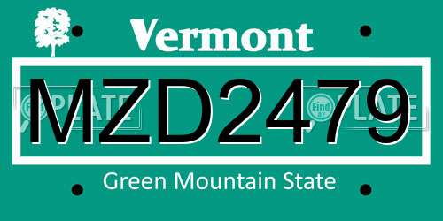 MZD2479 Vermont License Plate