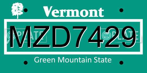 MZD7429 Vermont License Plate