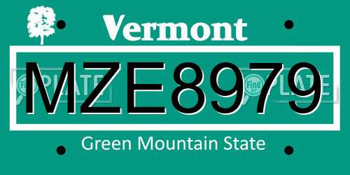 MZE8979 Vermont License Plate