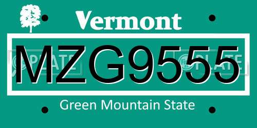 MZG9555 Vermont License Plate