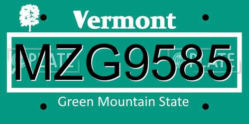 MZG9585 Vermont License Plate