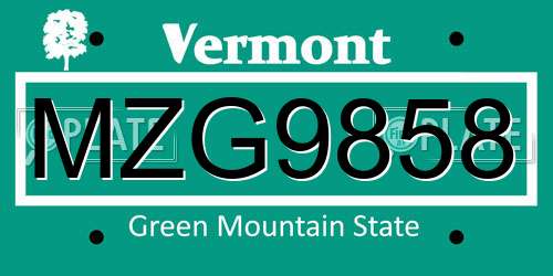 MZG9858 Vermont License Plate