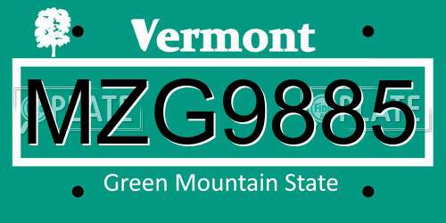 MZG9885 Vermont License Plate