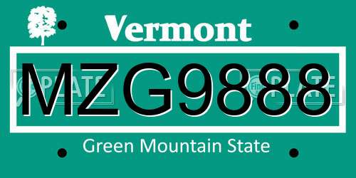 MZG9888 Vermont License Plate