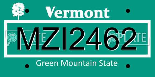 MZI2462 Vermont License Plate