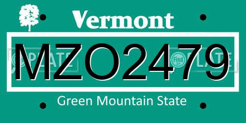 MZO2479 Vermont License Plate
