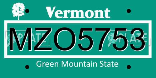 MZO5753 Vermont License Plate