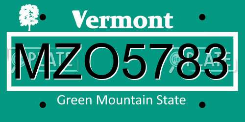 MZO5783 Vermont License Plate