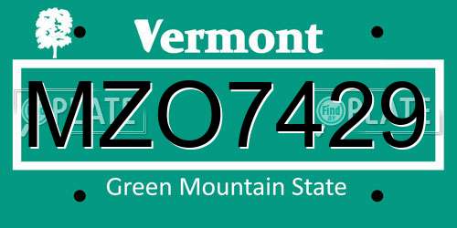 MZO7429 Vermont License Plate
