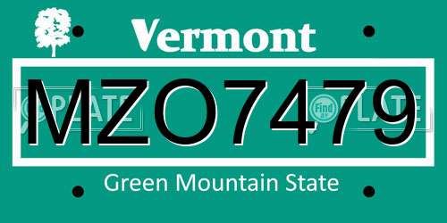 MZO7479 Vermont License Plate