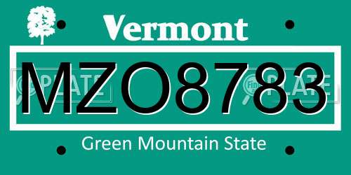 MZO8783 Vermont License Plate