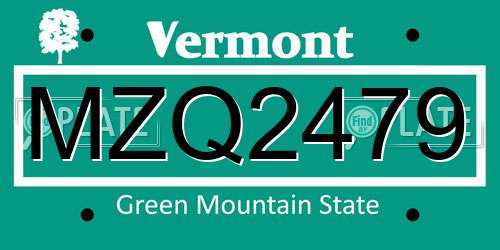 MZQ2479 Vermont License Plate