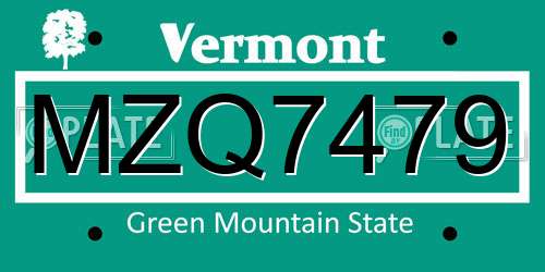 MZQ7479 Vermont License Plate