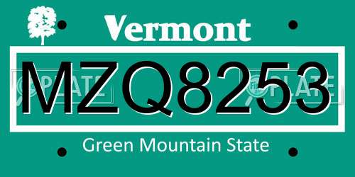 MZQ8253 Vermont License Plate