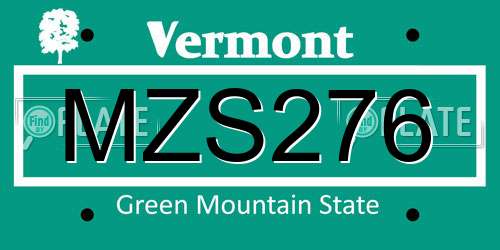 MZS276 Vermont License Plate