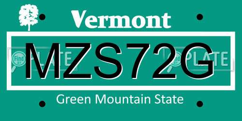 MZS72G Vermont License Plate