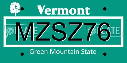 MZSZ76 Vermont License Plate