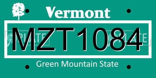 MZT1084 Vermont License Plate