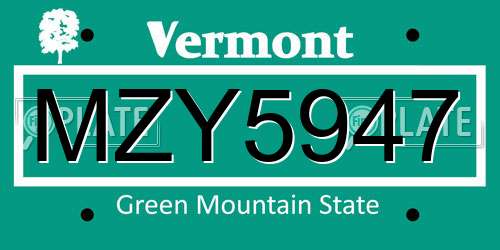 MZY5947 Vermont License Plate
