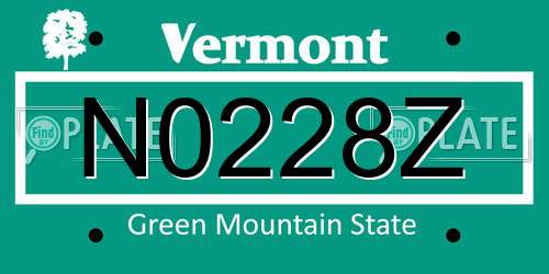 N0228Z Vermont License Plate