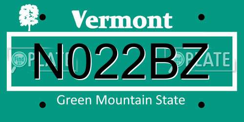 N022BZ Vermont License Plate