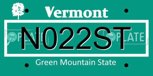 N022ST Vermont License Plate