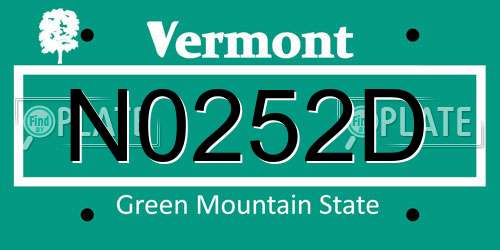 N0252D Vermont License Plate