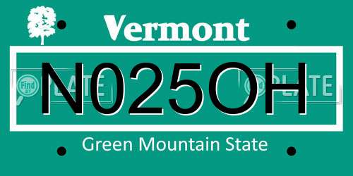 N025OH Vermont License Plate