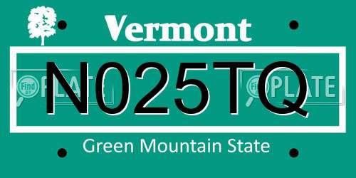 N025TQ Vermont License Plate