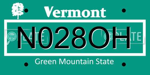 N028OH Vermont License Plate