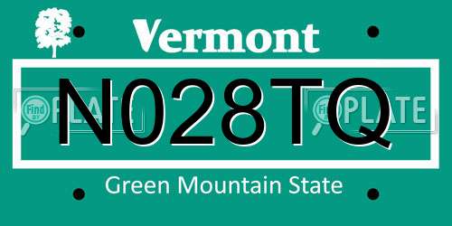 N028TQ Vermont License Plate