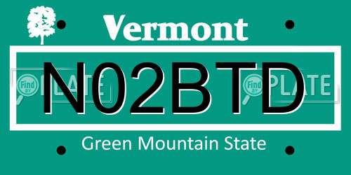 N02BTD Vermont License Plate