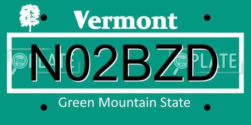 N02BZD Vermont License Plate