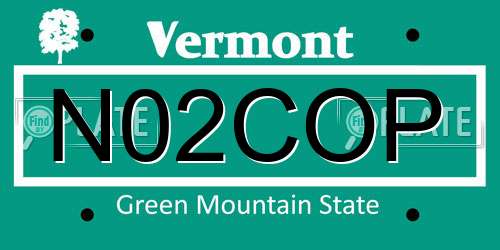 N02COP Vermont License Plate