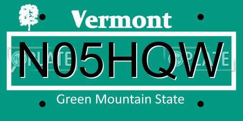 N05HQW Vermont License Plate
