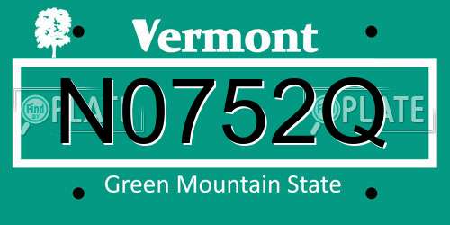 N0752Q Vermont License Plate