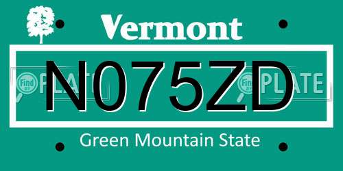 N075ZD Vermont License Plate