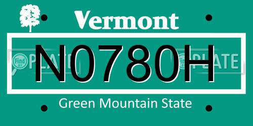 N0780H Vermont License Plate