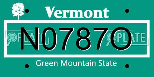 N0787O Vermont License Plate