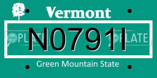 N0791I Vermont License Plate